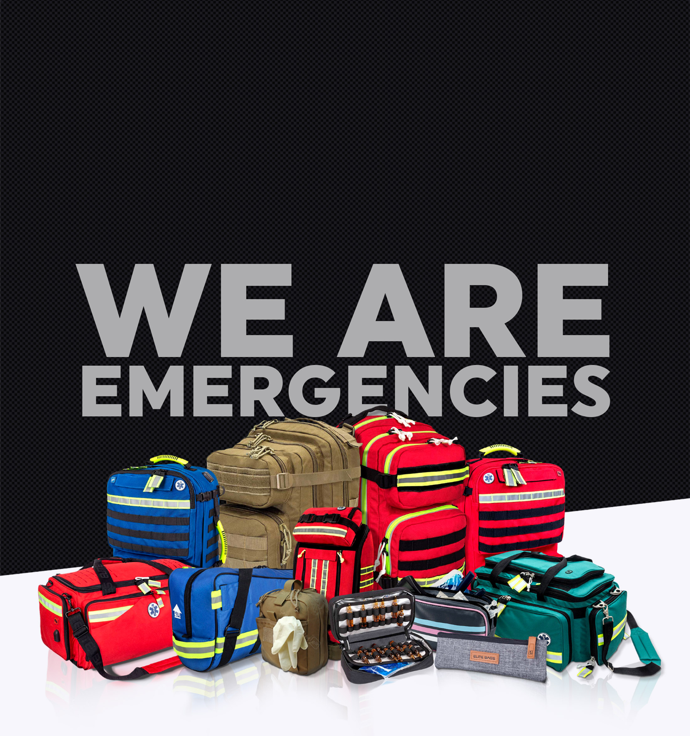 Elite Bags landing page image with bags on display